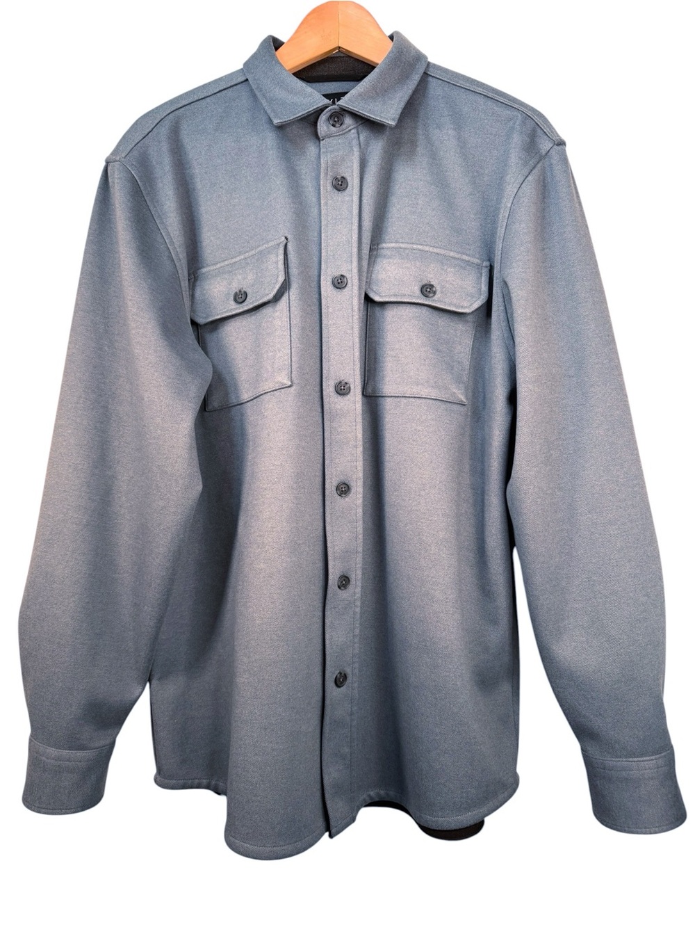 Bylt Coastal Overshirt Mens Large Sea Blue Button Down Flannel Shirt Jacket